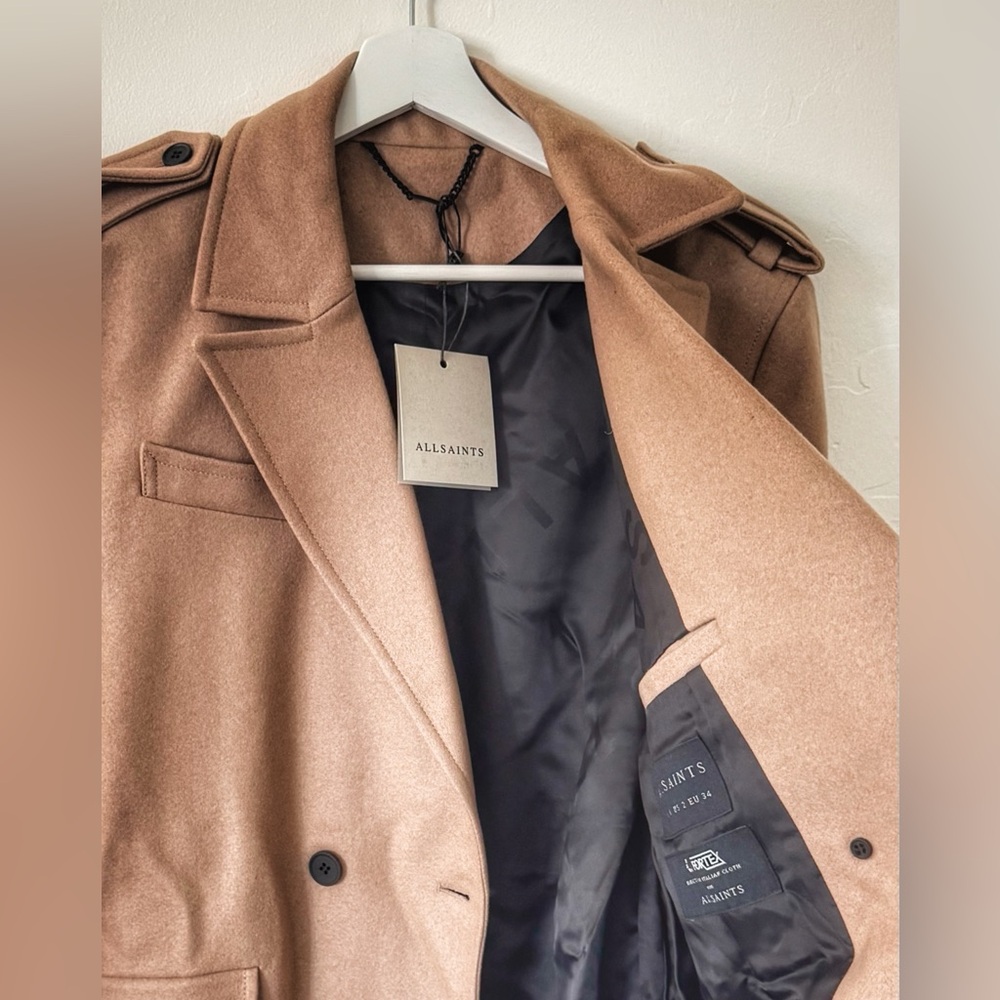 All Saints Augusta Camel Brown Trench Coat
